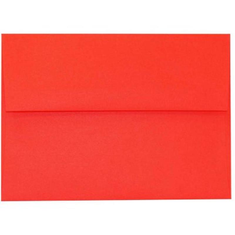 JAM Paper A6 4-3/4" x 6-1/2" Recycled Paper Invitation Envelopes, Brite Hue Christmas Red, 50pk