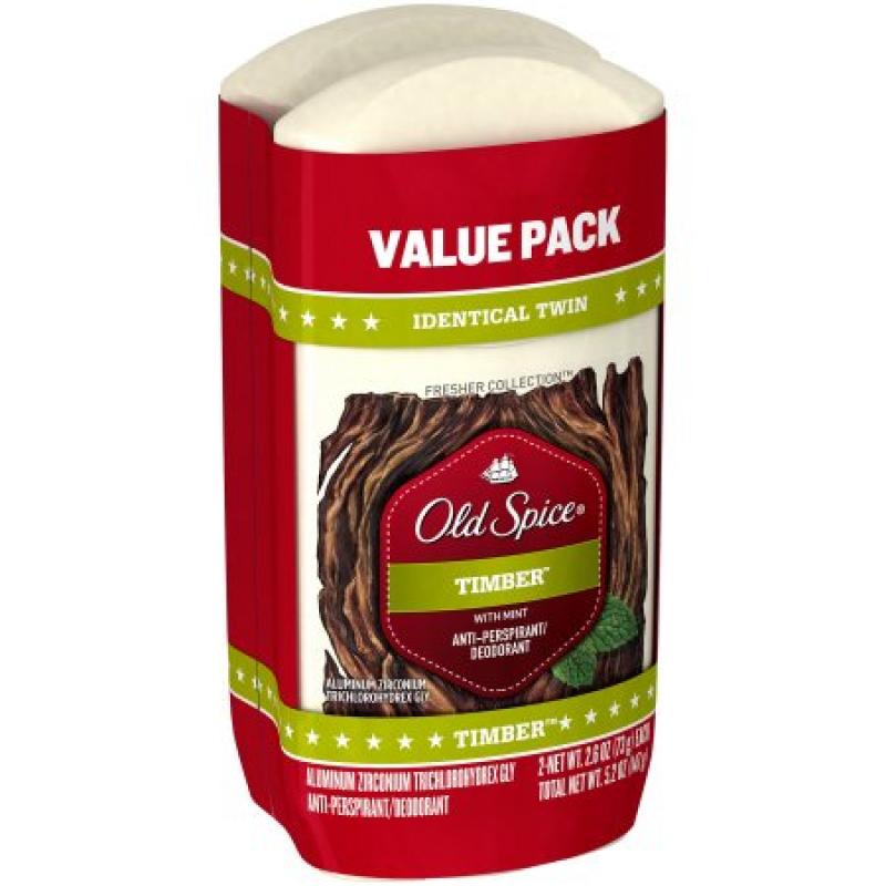 Old Spice Fresher Collection Timber Scent Invisible Solid Men&#039;s Antiperspirant & Deodorant, 2.6 oz, (Pack of 2)