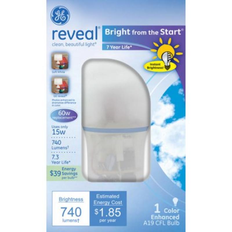 GE revealￂﾮ Bright from the Start" CFL 15 watt A19 1-pack