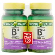 Spring Valley Natural Timed Release Vitamin B12 Tablets, 1000mcg, 150 pc, 2 ct