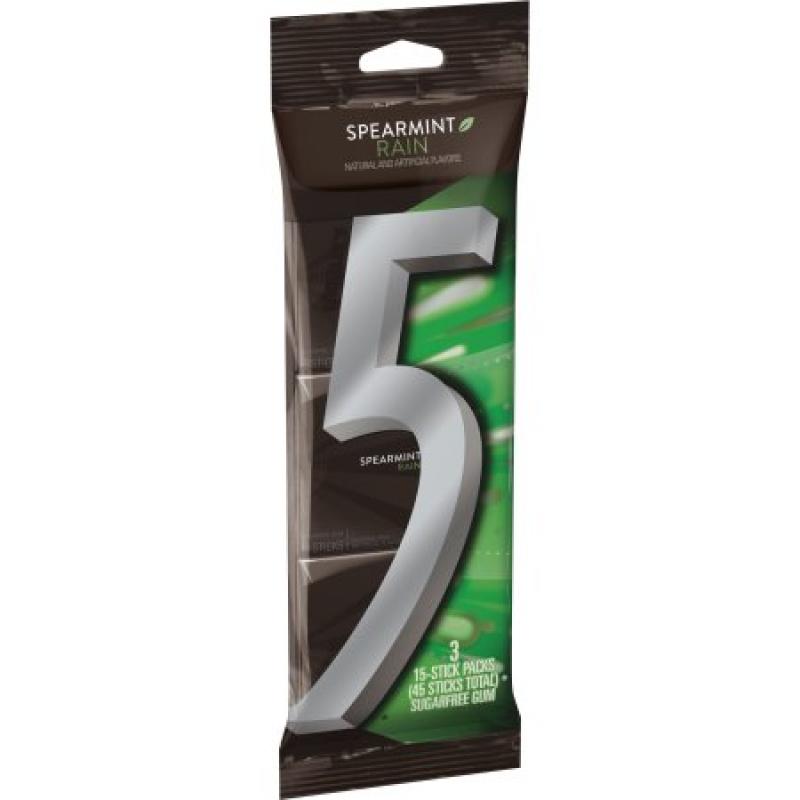 5 Gum Spearmint Rain Sugarfree Gum, multipack (3 packs total)