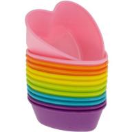 Freshware 12-Pack Heart Reusable Silicone Baking Cup, Rainbow Colors, CB-310SC
