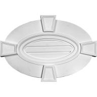 29"W x 20"H x 1 3/4"P, Horizontal Oval Gable Vent Louver with Flat trim & Keystones, Decorative