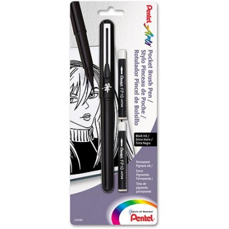 Pentel Pocket Brush Pen, Black, 1/pkg