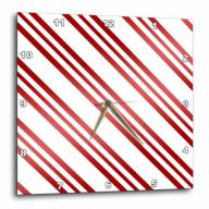 3dRose Christmas Candy Cane Stripe Red and White, Wall Clock, 15 by 15-inch