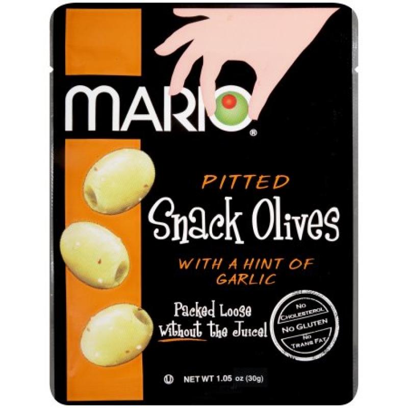 Mario® Pitted Snack Olives with a Hint of Garlic 1.05 oz. Pouch