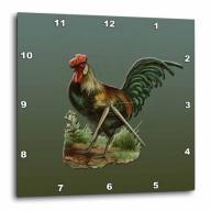 3dRose Colorful Rooster with Tan, Orange and Green Feathers, Wall Clock, 13 by 13-inch