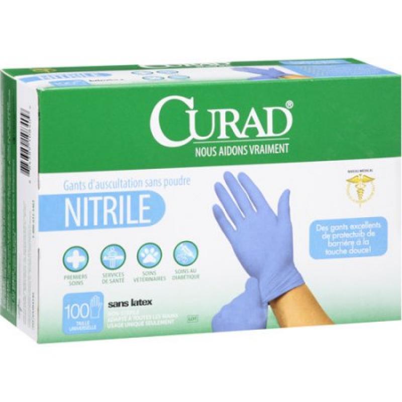 Curad Nitrile Powder-Free Exam Gloves, 100 count