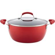 Rachael Ray Hard Enamel Nonstick 5.5-Quart Covered Casserole, Red Gradient