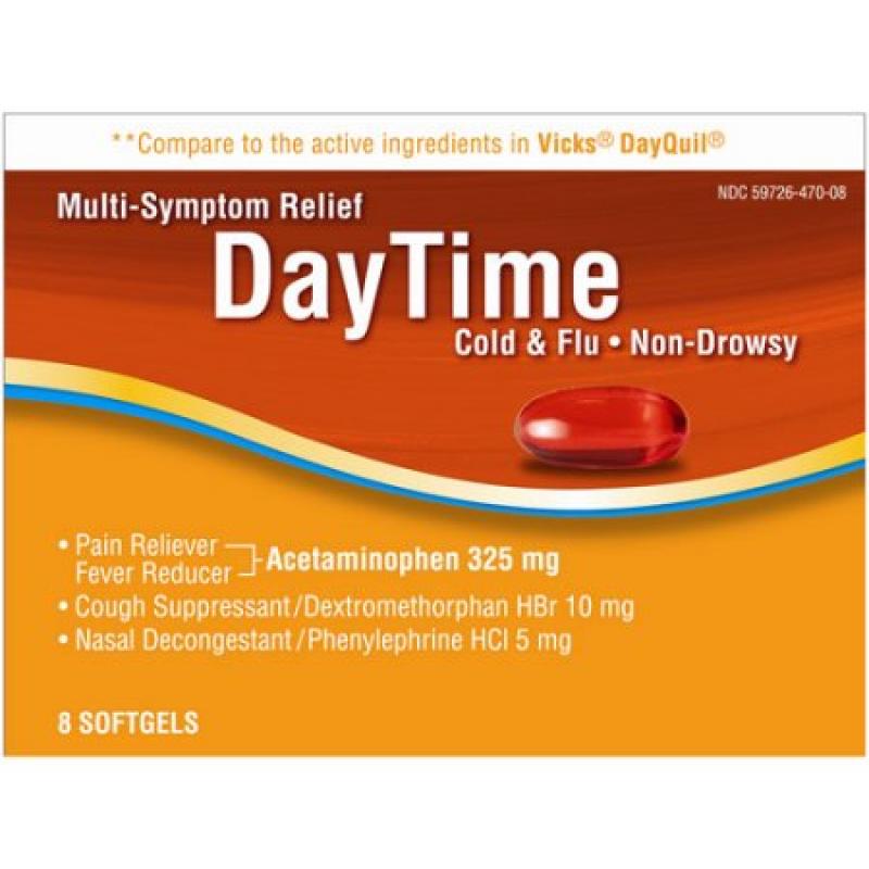 Daytime Cold & Flu Non-Drowsy Multi-Symptom Relief Softgels, 8 count