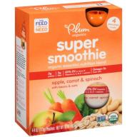 Plum Organics Super Smoothie Apple, Carrot & Spinach Organic Essential Nutrition Blend 4-4 oz. Pouches