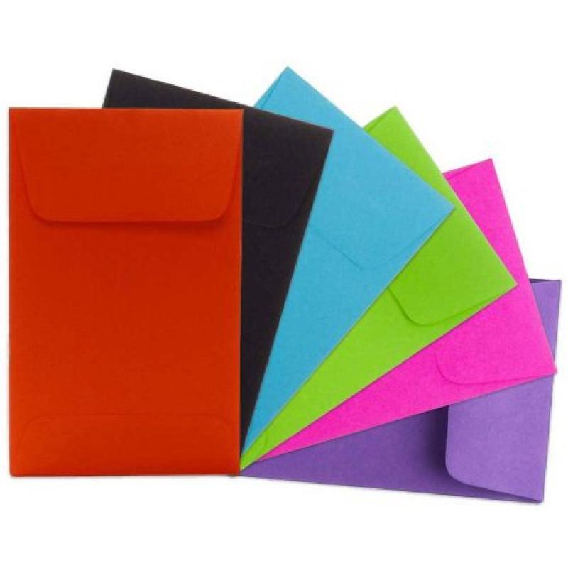 JAM Paper #1 (2 1/4 x 3 1/2) Color Coin Envelope Assortment Pack, 6 Assorted Colors, 150pk