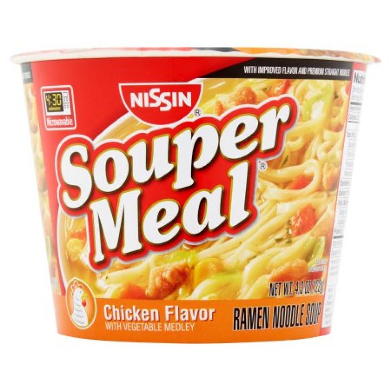 Nissin Souper Meal Chicken Flavor with Vegetable Medley Ramen Noodle Soup, 4.3 oz