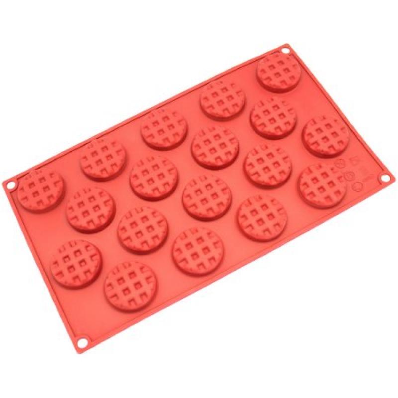Freshware 18-Cavity Mini Round Waffle Silicone Mold for Cookie, Chocolate, Candy and Gummy, SM-137RD