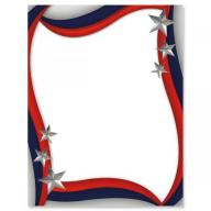 Spangled Stars Patriotic Letter Papers - Set of 25, American Flag stationery papers, 8 1/2" x 11", compatible computer paper, Patriotic Letterhead, 4th of July flyers, Veterans Day, Memorial Day