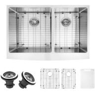 Vigo 33" Farmhouse Stainless Steel Kitchen Sink, 2 Grids and 2 Strainers