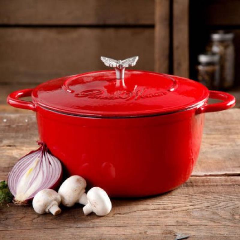 The Pioneer Woman Timeless Beauty 5-Quart Dutch Oven with Bakelite Knob and Stainless Steel Butterfly Knob