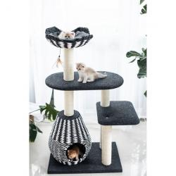 Petpals Group Cat Tree & Condo Scratching Post Tower, White