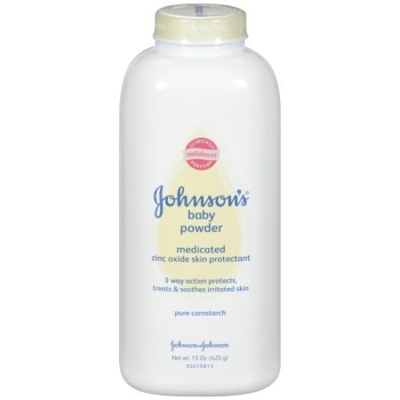 Johnson&#039;s Pure Cornstarch Baby Powder Medicated Zinc Oxide, 15 Oz