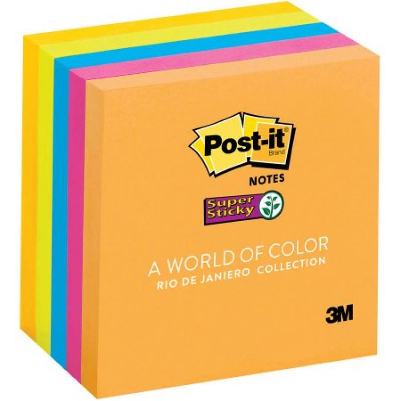 Post-it Notes Super Sticky Super Sticky Notes, 3 x 3, 5 90-Sheet Pads, Rio de Janeiro Collection