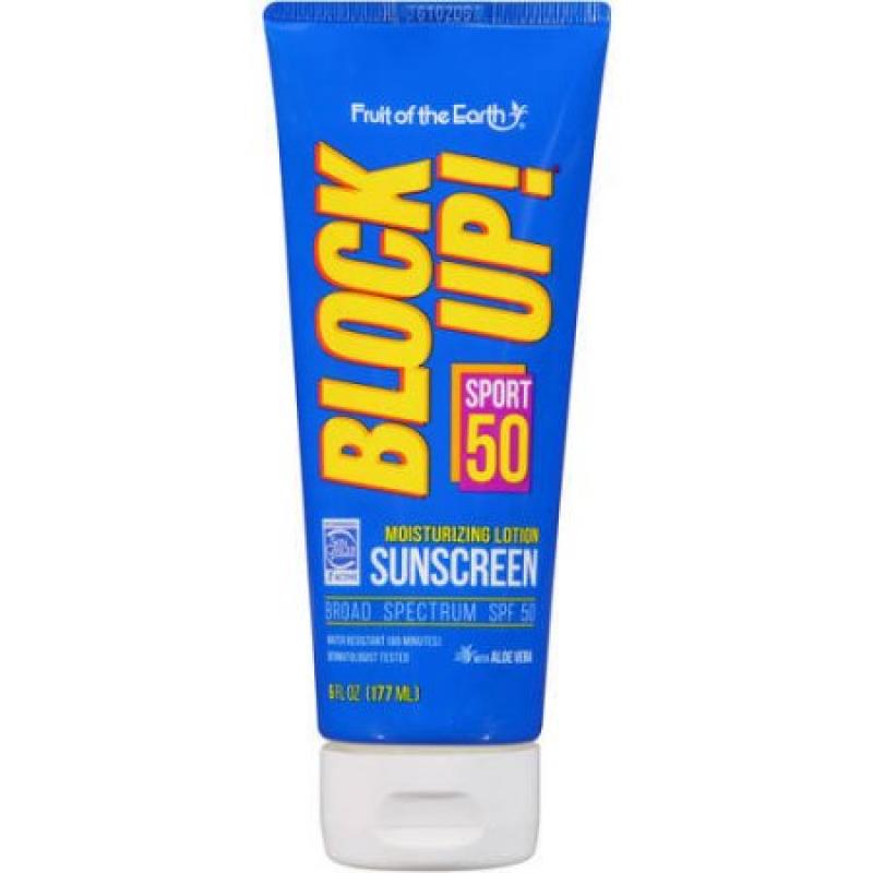 Fruit of the Earth Block Up! Sport 50 Moisturizing Lotion Sunscreen, SPF 50, 6 fl oz