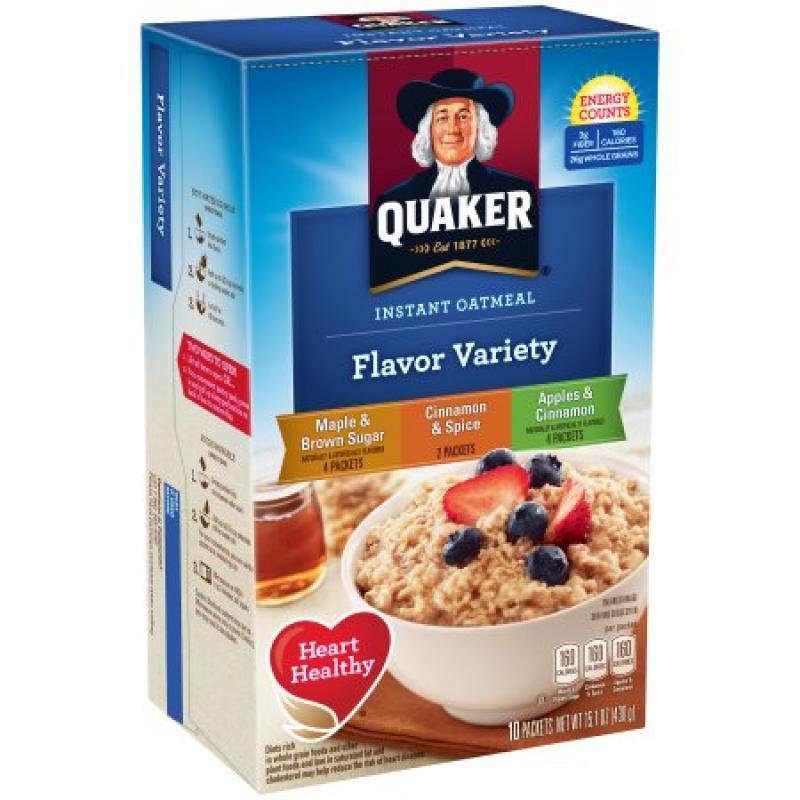 Quaker® Lower Sugar Fruit & Cream Variety Instant Oatmeal 10 ct Box