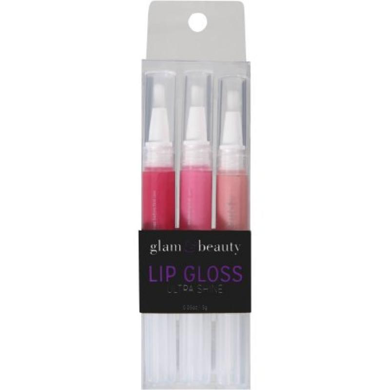 Glam & Beauty Ultra Shine Lip Gloss, Pinks, 3 count