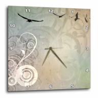 3dRose Birds In Flight abstract grunge scene in pastels of distant soaring birds, Wall Clock, 13 by 13-inch