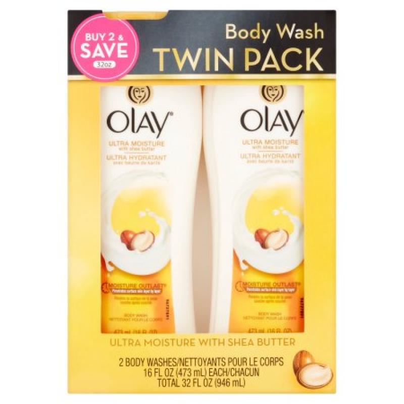 Olay Ultra Moisture Body Wash with Shea Butter, 16 oz, (Pack of 2)