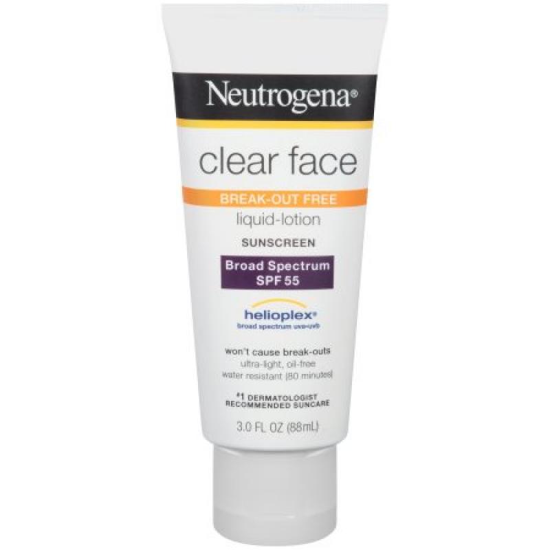 Neutrogena Clear Face Liquid Lotion Sunscreen Broad Spectrum SPF 55, 3 Fl. Oz