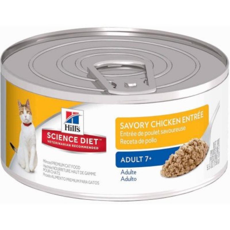 Hill&#039;s Science Diet Adult 7+ Savory Chicken Entrée Canned Cat Food, 5.5 oz, 24-pack
