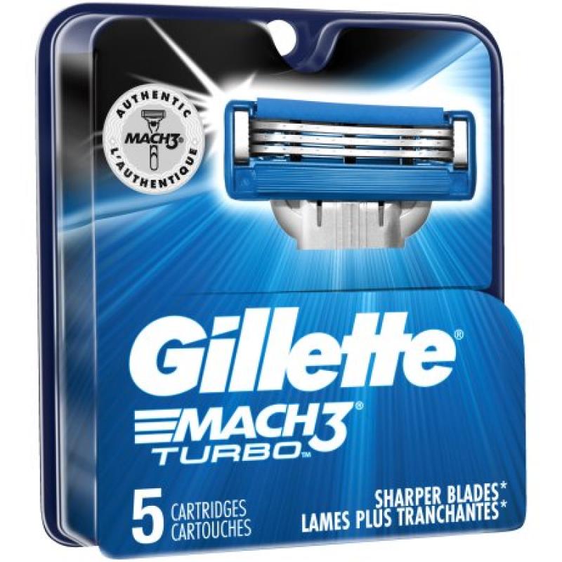 Gillette Mach3 Turbo Cartridges, 5 count