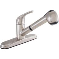 Exquisite Green Single-Handle Kitchen Faucet with Pull-Out Spray, Stainless Steel