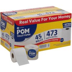 POM Bath Tissue, Septic Safe, 2-Ply, White (473 sheets/roll, 45 rolls)