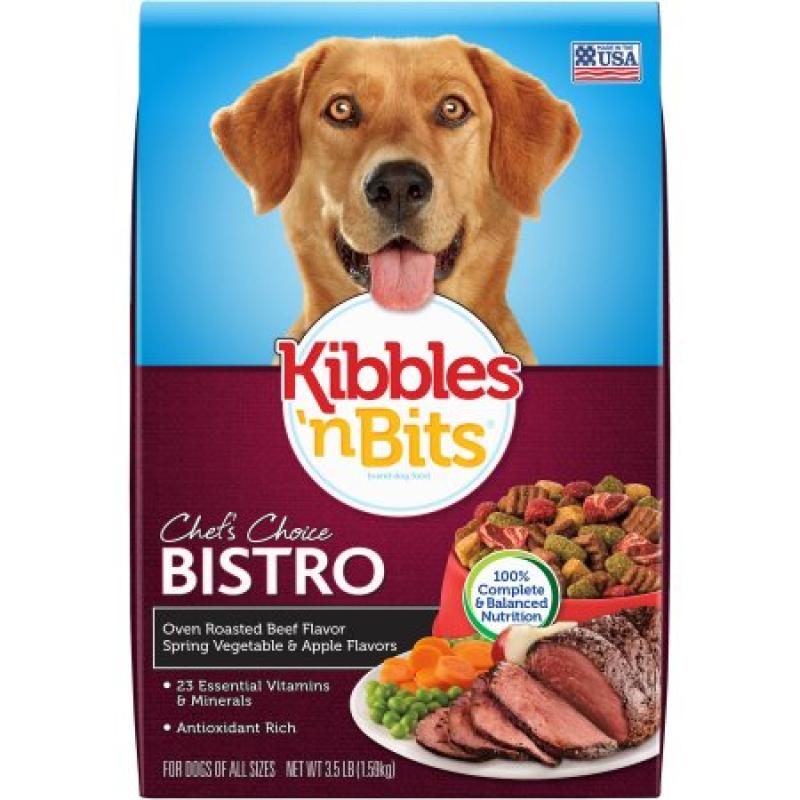 Kibbles &#039;n Bits Bistro Oven Roasted Beef Flavor with Spring Vegetable & Baked Apple Flavors Dry Dog Food, 3.5-Pound