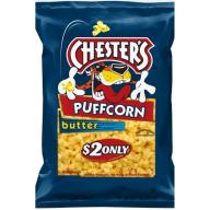Chester&#039;s PuffCorn Butter Puffed Corn Snacks $2 Prepriced 3.5 Ounce Plastic Bag