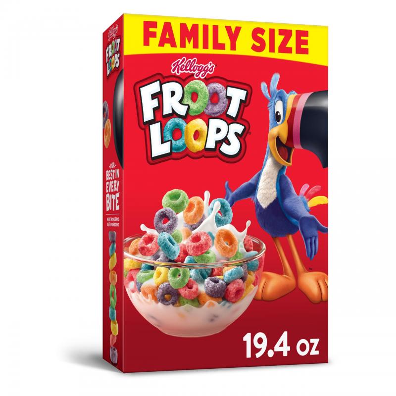 Kellogg&#039;s Froot Loops, Breakfast Cereal, Original, Family Size, 19.4 Oz