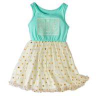 Colette Lilly Toddler Girls Tulle Box Shirt Dress with Crochet Art and Foil Tulle Hangdown