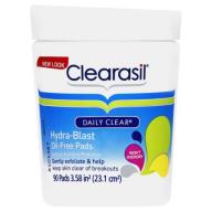 Clearasil Daily Clear Acne Face Pore Cleansing Pads, Hydra-Blast Oil-Free Facial Pads, 90 Count