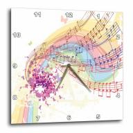 3dRose Pastel Grunge Musical Notes Flourish, Wall Clock, 10 by 10-inch