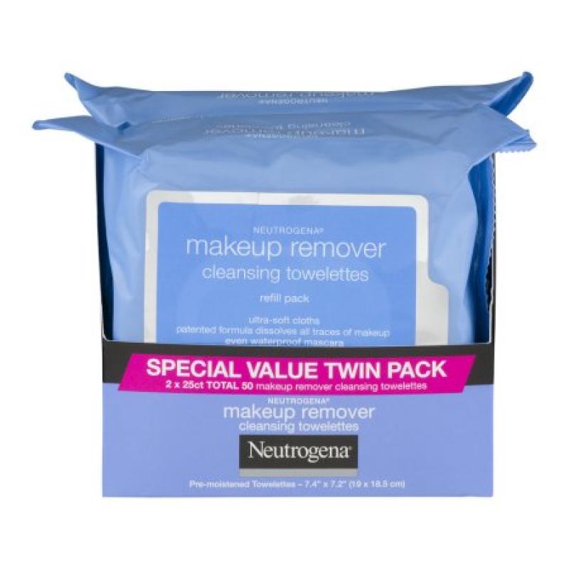 Neutrogena Cleansing Towelettes Makeup Remover 2 Refill Pack - 50 CT