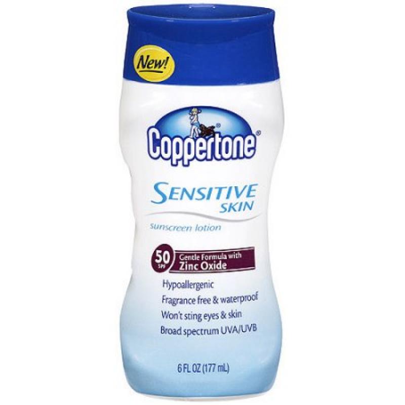 Coppertone Sensitive Skin Sunscreen Lotion SPF 50, 6 oz