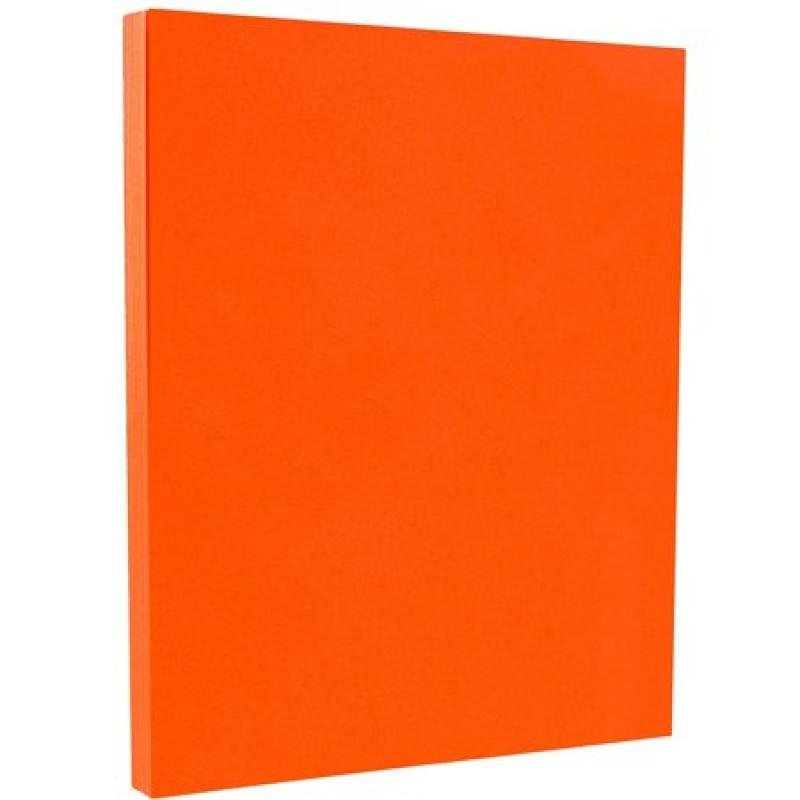 JAM Paper Bright Color Paper, 8.5 x 11, 24 lb Brite Hue Orange Recycled, 100 Sheets/pack