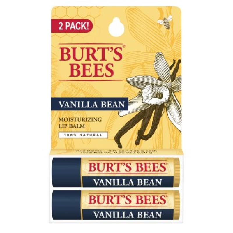 Burt&#039;s Bees 100% Natural Moisturizing Lip Balm, Vanilla Bean, 2 Tubes in Blister Box