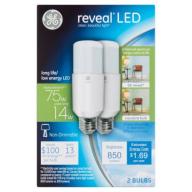 GE Reveal Clean, Beautiful LED 14W 850 Lumens Light 2 Bulbs