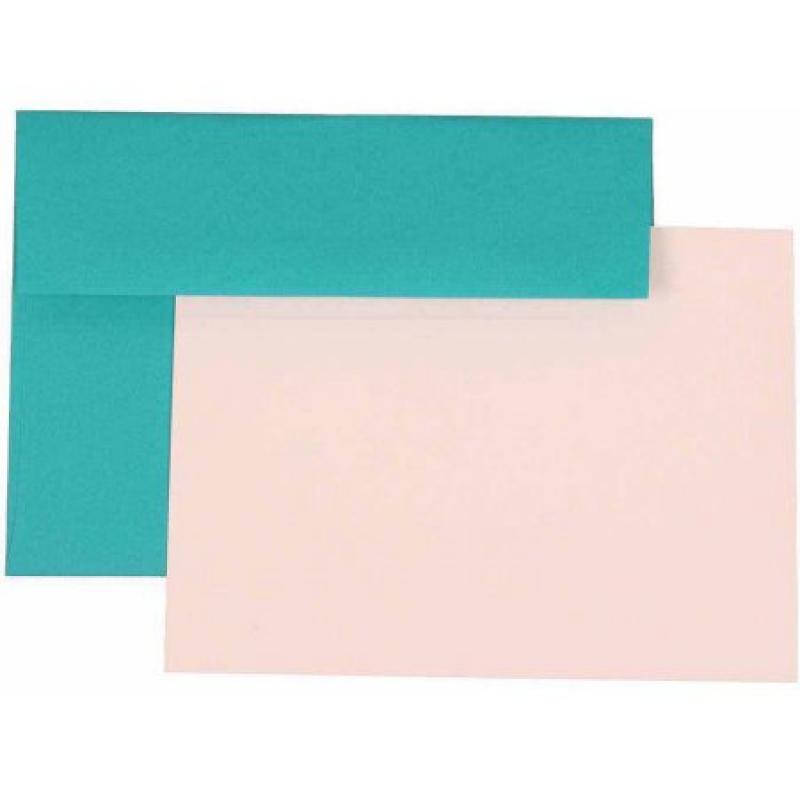 JAM Paper Brite Hue Recycled Personal Stationery Sets with Matching A7 Envelopes, Sea Blue, 25-Pack