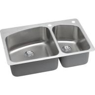 Elkay DPXSR2250RPD3 Dayton Premium Stainless Steel Double Bowl Dual-Mount Sink Kit with 3 Faucet Holes, Premium Satin