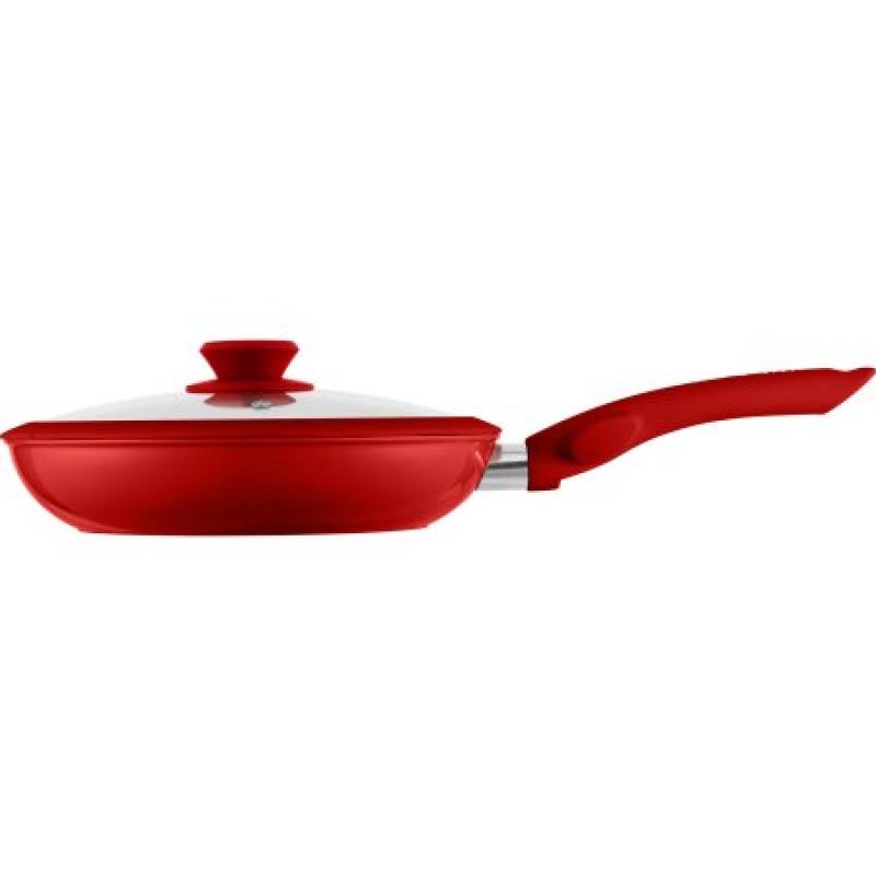 CeraPan Perfect Grip 9.5" Fry Pan with Lid, Red