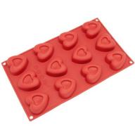 Freshware 12-Cavity Small Valentine Heart Silicone Mold for Muffin, Soap, Cupcake, Chocolate, Pudding and Jello, SM-110RD