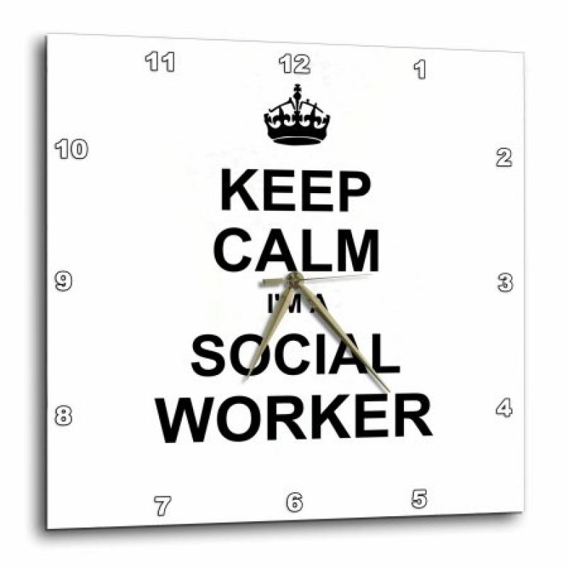 3dRose Keep Calm Im a Social Worker - job pride - funny profession work gift, Wall Clock, 13 by 13-inch